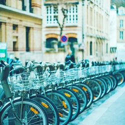 Bicycles on street in city