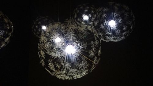 Light bulb lit up at night