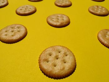 High angle view of cookies