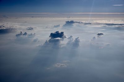 Aerial view of cloudscape against sky during sunset