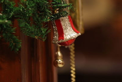 Close-up of red hanging