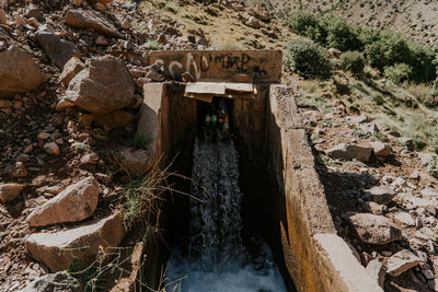 View of river flowing through rocks