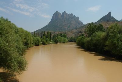 Scenic view of mountains against sky