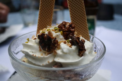 Close-up of ice cream in plate