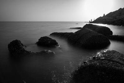 Scenic view of sea against clear sky