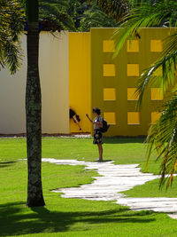 Man riding bicycle in park