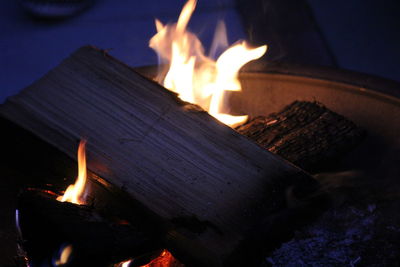 Close-up of bonfire at night