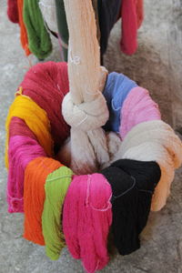 Close-up of colorful wool