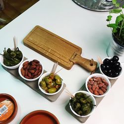 High angle view of food on table