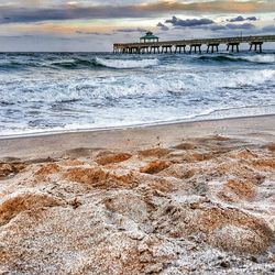 Scenic view of beach against sky