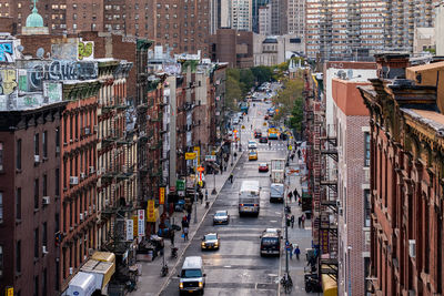 High angle view of traffic on city street