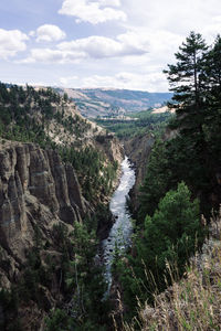 Scenic view of river against cloudy sky