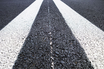 High angle view of zebra crossing on road