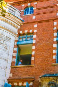 Low angle view of multi colored building