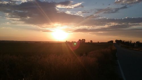 Road passing through field