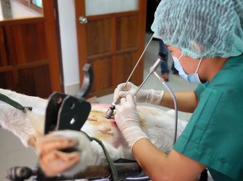 Midsection of man working
