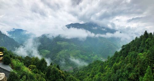 Panoramic view of mountains against sky