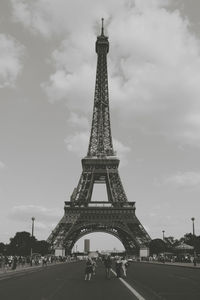 Low angle view of eiffel tower against sky