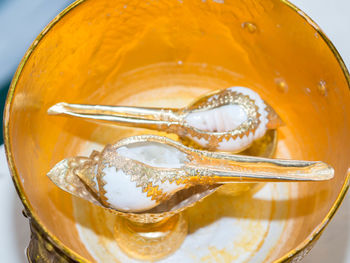 High angle view of drink in glass