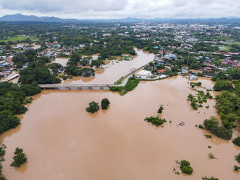 High angle view of townscape against sky