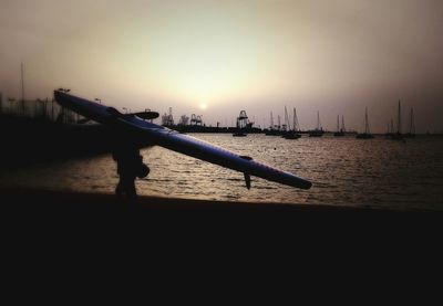 View of calm sea at sunset