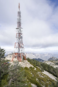 View over the mountains in spain facing the sea radio antenna