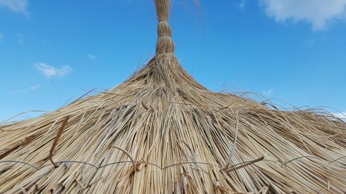 Thatched roof against sky