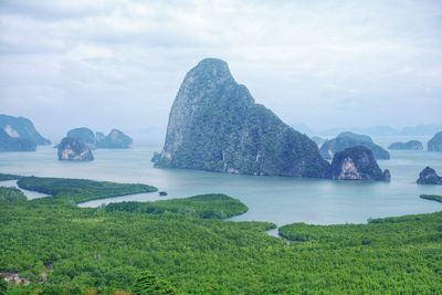 Scenic view of sea against sky.view of samet-nangshe, phang nga