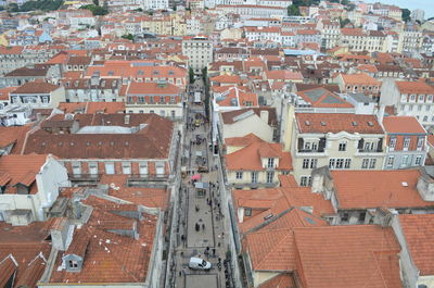 High angle view of buildings in city