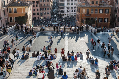 High angle view of people at spanish steps