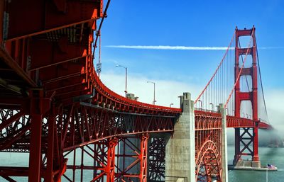 Low angle view of suspension bridge