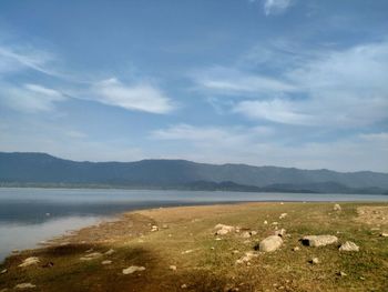 Scenic view of lake against sky