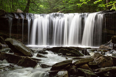 Scenic view of waterfall in forest