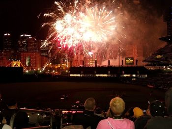 Firework display at night