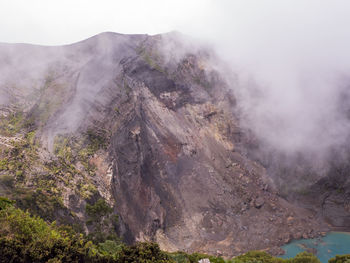 Smoke emitting from volcanic mountain