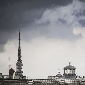 Turin skyline with mole antonelliana landmark 