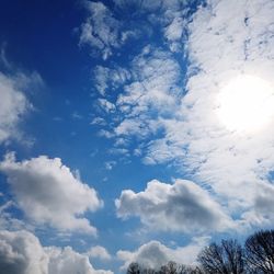 Low angle view of clouds in blue sky