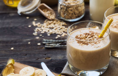 High angle view of coffee on table