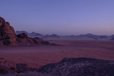 Scenic view of wadi rum against clear sky