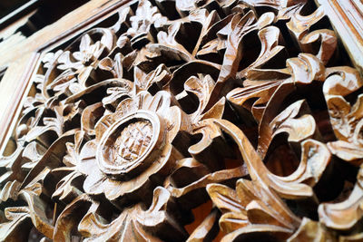 High angle view of various flowers on metal