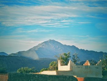 Scenic view of mountains against sky