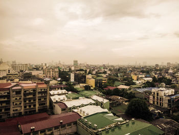 High angle view of cityscape against sky