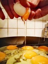 Close-up of person preparing food