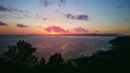 View of sea against cloudy sky during sunset