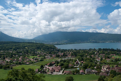 Scenic view of townscape against sky