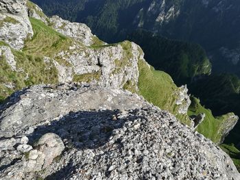 High angle view of rocks on shore