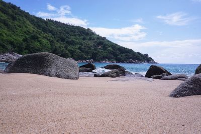 Scenic view of beach against sky