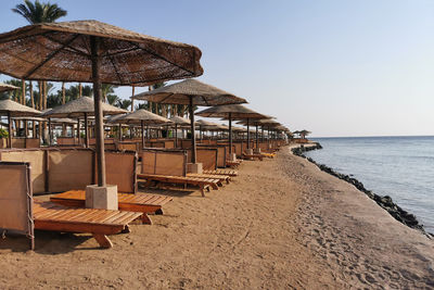 Scenic view of beach against clear sky