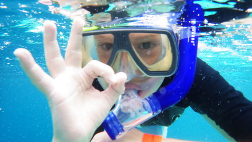 Close-up of person swimming in sea