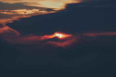 Low angle view of dramatic sky during sunset